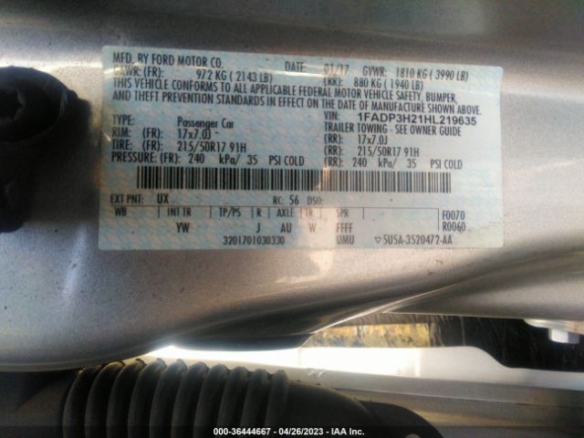 1FADP3H21HL219635 Ford FOCUS SEL