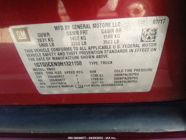 1GTG5CEN0H1321158 GMC Canyon 2wd Sle
