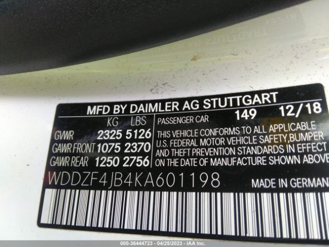 WDDZF4JB4KA601198 Mercedes-Benz E-class E 300