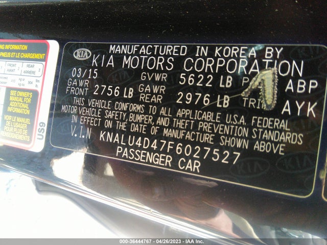 KIA K900 Premium 2015 KNALU4D47F6027527 Image 9