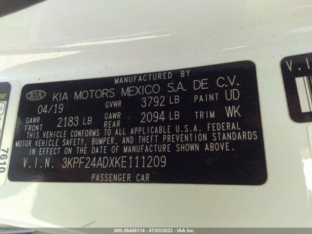 3KPF24ADXKE111209 KIA Forte Lxs