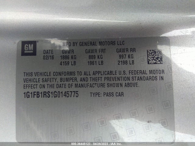 Chevrolet Camaro 1lt 2016 1G1FB1RS1G0145775 Image 9