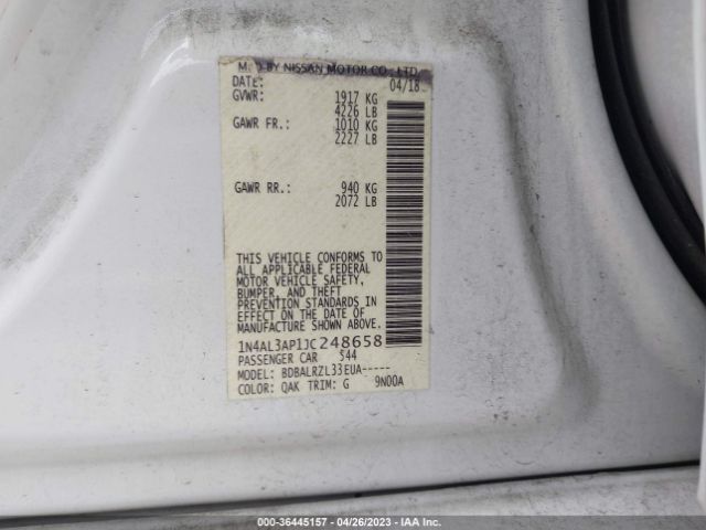 1N4AL3AP1JC248658 Nissan Altima 2.5 Sl