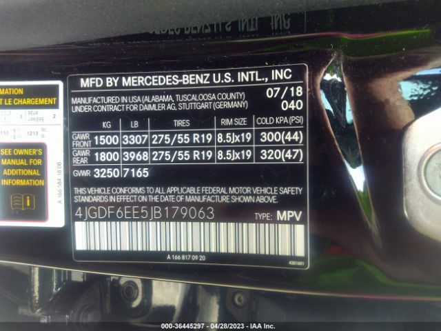 4JGDF6EE5JB179063 Mercedes-Benz Gls 450