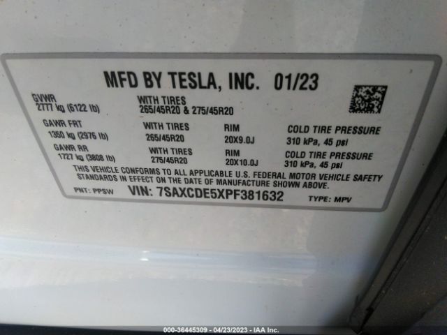 7SAXCDE5XPF381632 Tesla MODEL X