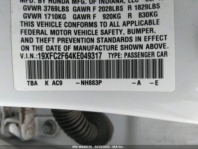 Honda Civic Sedan Lx 2019 19XFC2F64KE049317 Image 9