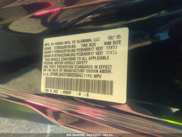 Honda ODYSSEY SE 2016 5FNRL5H37GB035043 Image 9