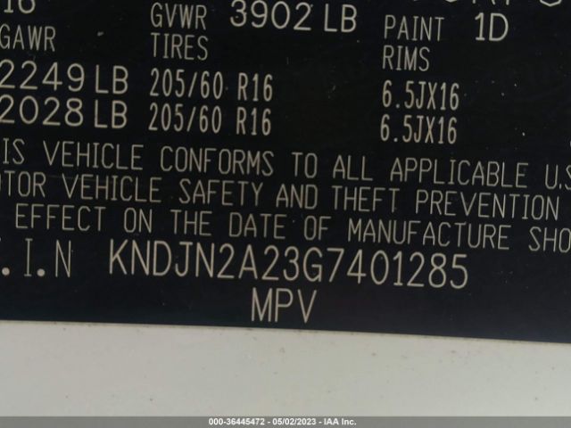 KNDJN2A23G7401285 KIA Soul Base
