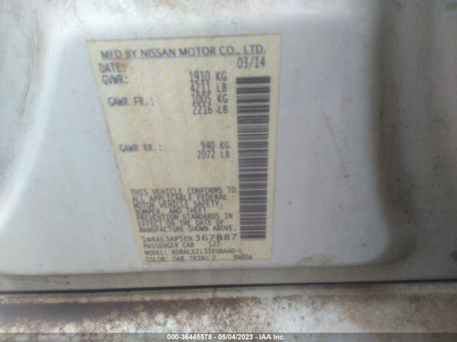 Nissan Altima 2.5 Sl 2014 1N4AL3AP5EN367887 Image 10