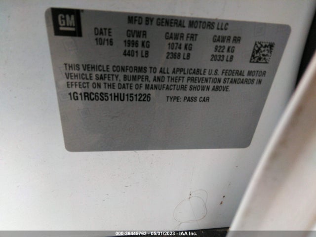 Chevrolet VOLT LT 2017 1G1RC6S51HU151226 Image 9
