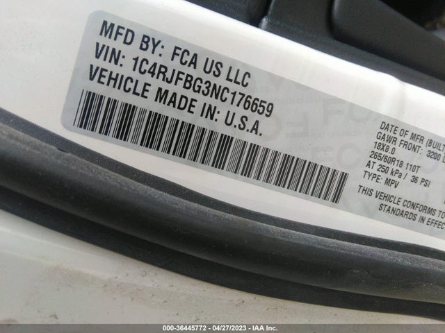 1C4RJFBG3NC176659 Jeep Grand Cherokee Wk Limited