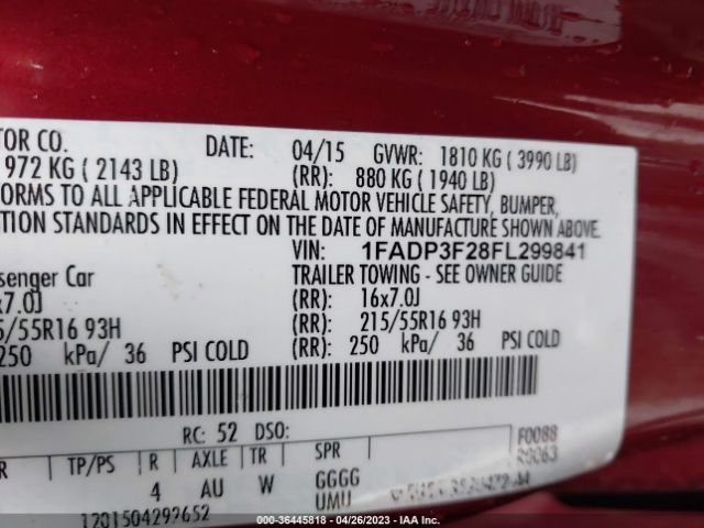 1FADP3F28FL299841 Ford FOCUS SE