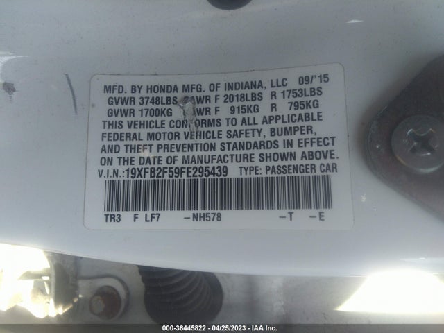 Honda Civic Sedan Lx 2015 19XFB2F59FE295439 Image 9