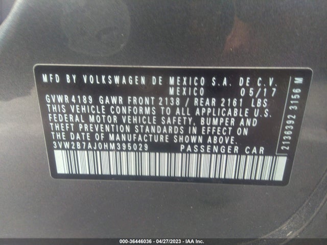 3VW2B7AJ0HM395029 Volkswagen Jetta 1.4t S