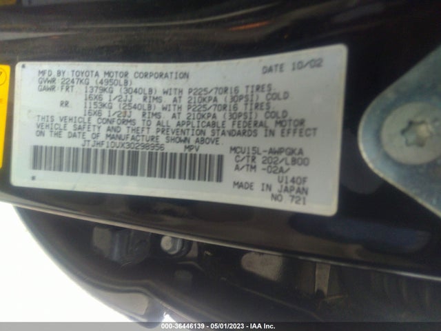 2003 LEXUS RX 300 VIN: JTJHF10UX30298956