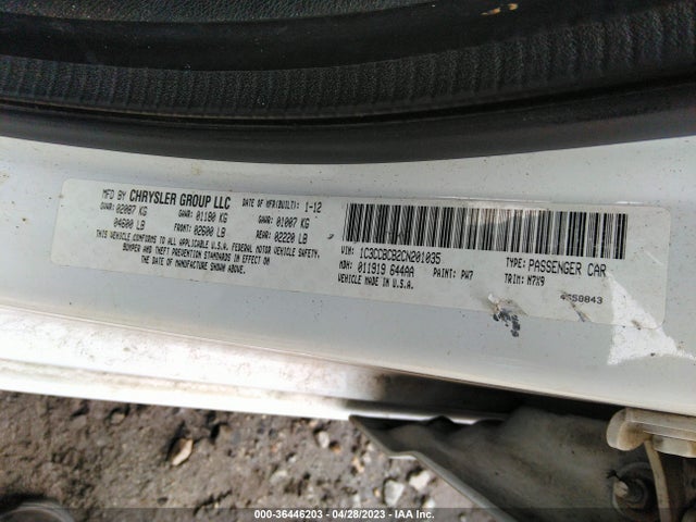 2012 CHRYSLER 200 LIMITED VIN: 1C3CCBCB2CN201035