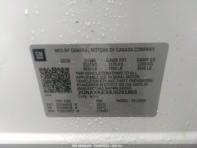 Chevrolet EQUINOX LT 2018 2GNAXKEX8J6291865 Image 9