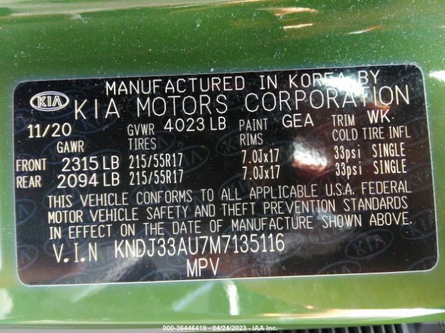 KNDJ33AU7M7135116 KIA SOUL EX