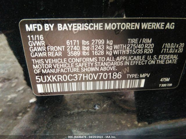 5UXKR0C37H0V70186 BMW X5 Xdrive35i