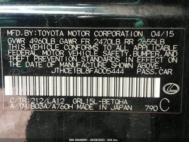 JTHCE1BL8FA005444 Lexus GS 350