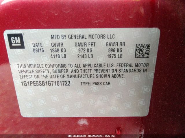 1G1PE5SB1G7161723 Chevrolet Cruze Limited 1lt Auto