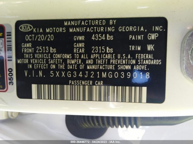5XXG34J21MG039018 KIA K5 EX
