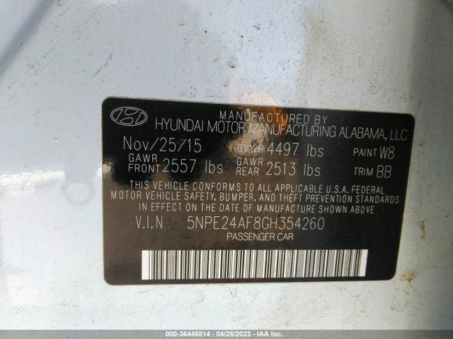 Hyundai Sonata 2.4l Se 2016 5NPE24AF8GH354260 Image 10