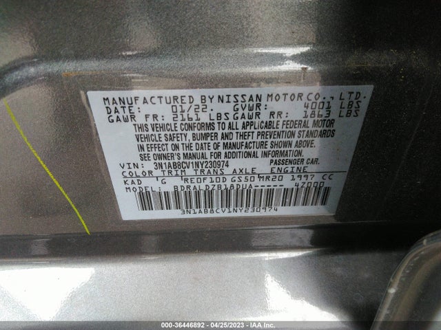 Nissan SENTRA SV 2022 3N1AB8CV1NY230974 Image 10