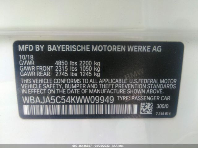 WBAJA5C54KWW09949 BMW 5 Series 530i