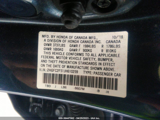 Honda Civic Sedan Lx 2018 2HGFC2F51JH610259 Image 9