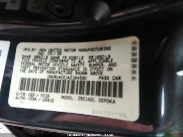2010 TOYOTA COROLLA VIN: 1NXBU4EE1AZ184590