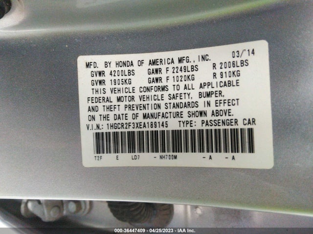 Honda Accord Sedan Lx 2014 1HGCR2F3XEA189145 Image 9