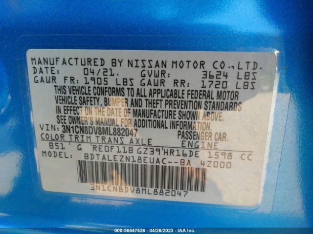 3N1CN8DV8ML882047 Nissan VERSA S