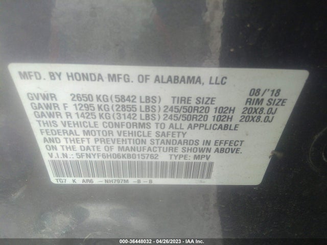 Honda Pilot Elite 2019 5FNYF6H06KB015762 Image 9