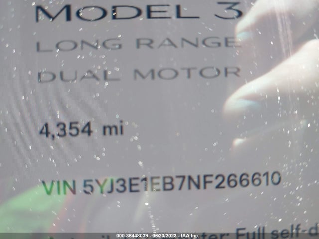 Tesla Model 3 Long Range 2022 5YJ3E1EB7NF266610 Image 9