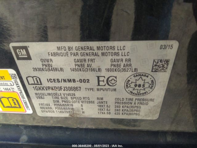 1GKKVPKD0FJ306867 GMC ACADIA SLE