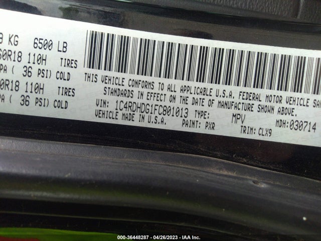 Dodge DURANGO LIMITED 2015 1C4RDHDG1FC801013 Image 9