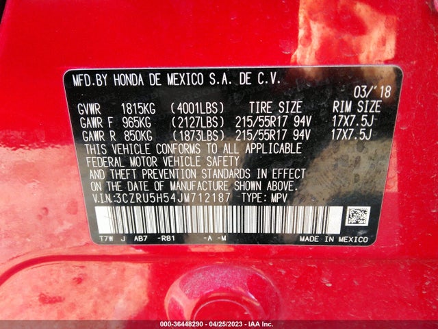 Honda HR-V EX 2018 3CZRU5H54JM712187 Image 9