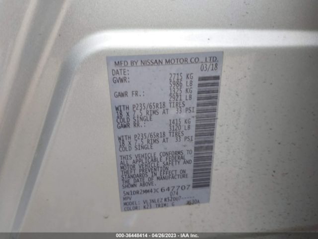 5N1DR2MM4JC647707 Nissan Pathfinder Sv