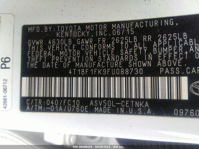 Toyota CAMRY LE 2015 4T1BF1FK9FU088730 Image 9