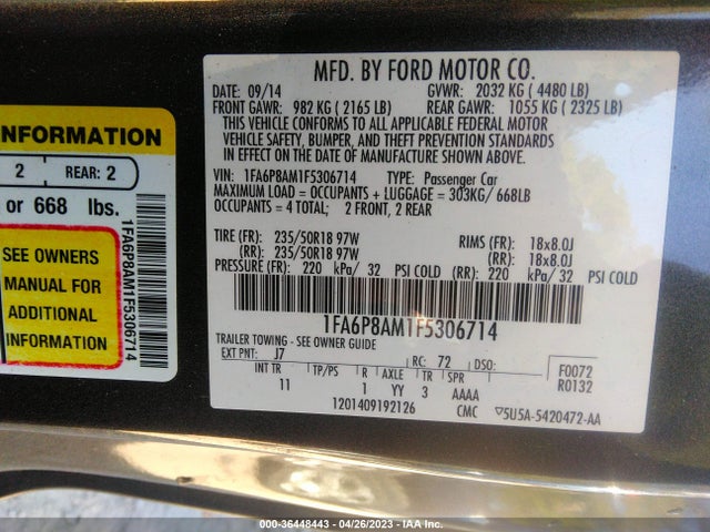 2015 Ford Fastback, VIN: 1FA6P8AM1F5306714