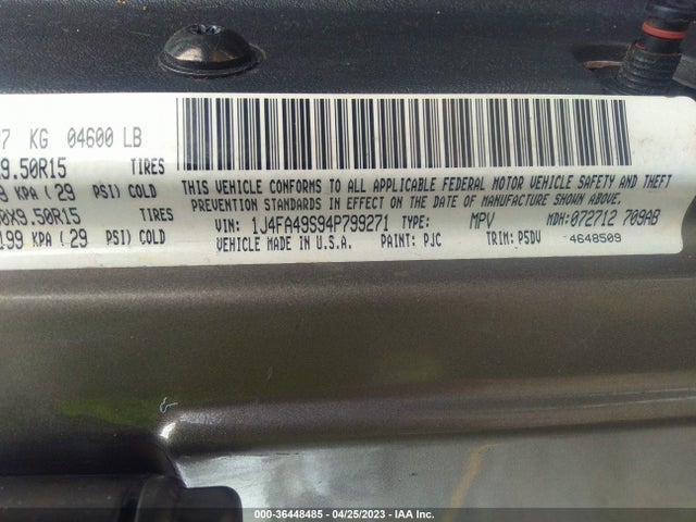 2004 JEEP WRANGLER UNLIMITED VIN: 1J4FA49S94P799271