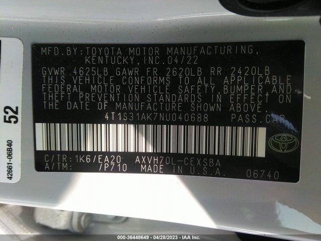 Toyota CAMRY HYBRID 2022 4T1S31AK7NU040688 Image 11