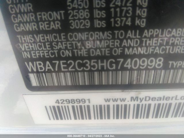 WBA7E2C35HG740998 BMW 7 Series 740i