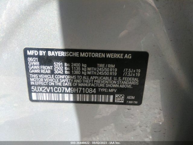 5UX2V1C07M9H71084 BMW X4 Xdrive30i