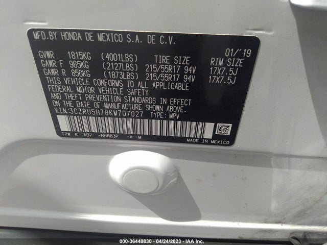 Honda Hr-v Ex-l 2019 3CZRU5H78KM707027 Image 9