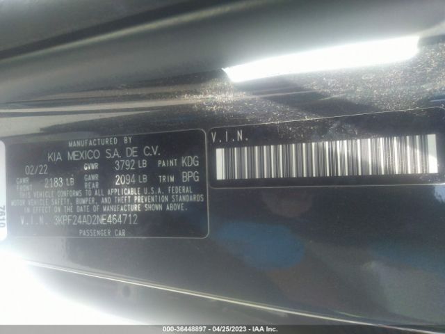 3KPF24AD2NE464712 KIA Forte Lxs