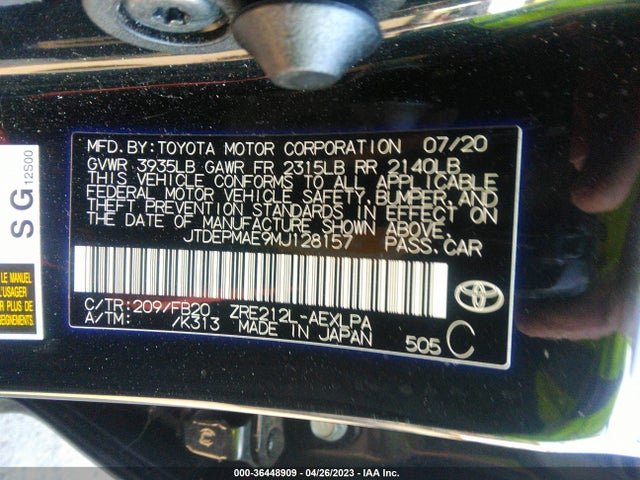 Toyota COROLLA LE 2021 JTDEPMAE9MJ128157 Image 10