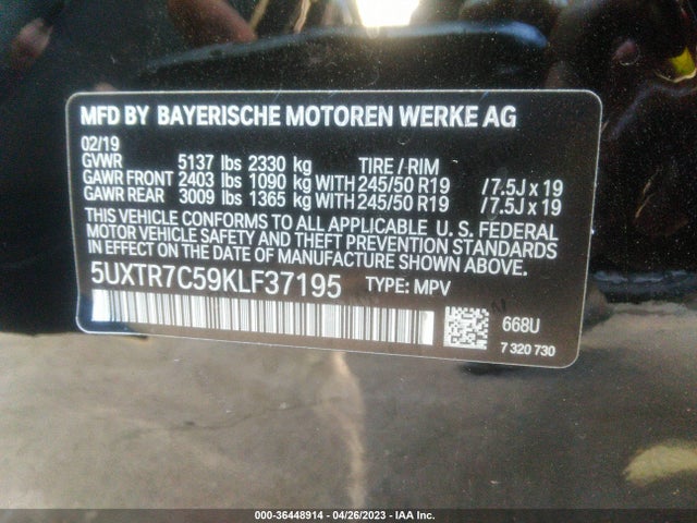 BMW X3 Sdrive30i 2019 аукцион фото