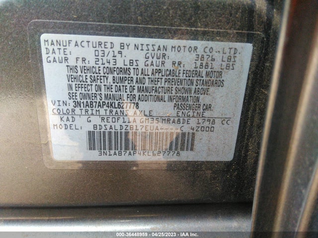Nissan SENTRA SV 2019 3N1AB7AP4KL627778 Image 9